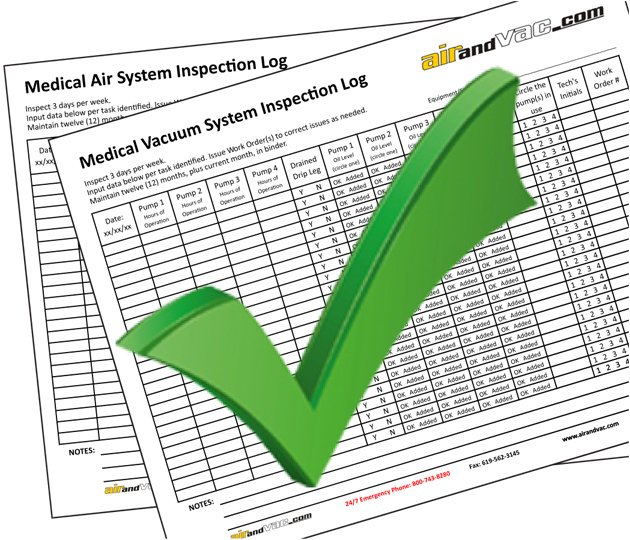 Medical air and vacuum inspection log 